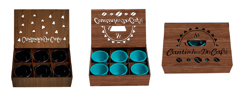 Jogo Caixa com 6 Xícaras 85ml / 180ml